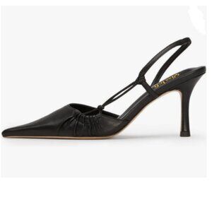 miss left Black High Heel Slingback Sandal Pointed Toe Slip on Prom Evening Shoe